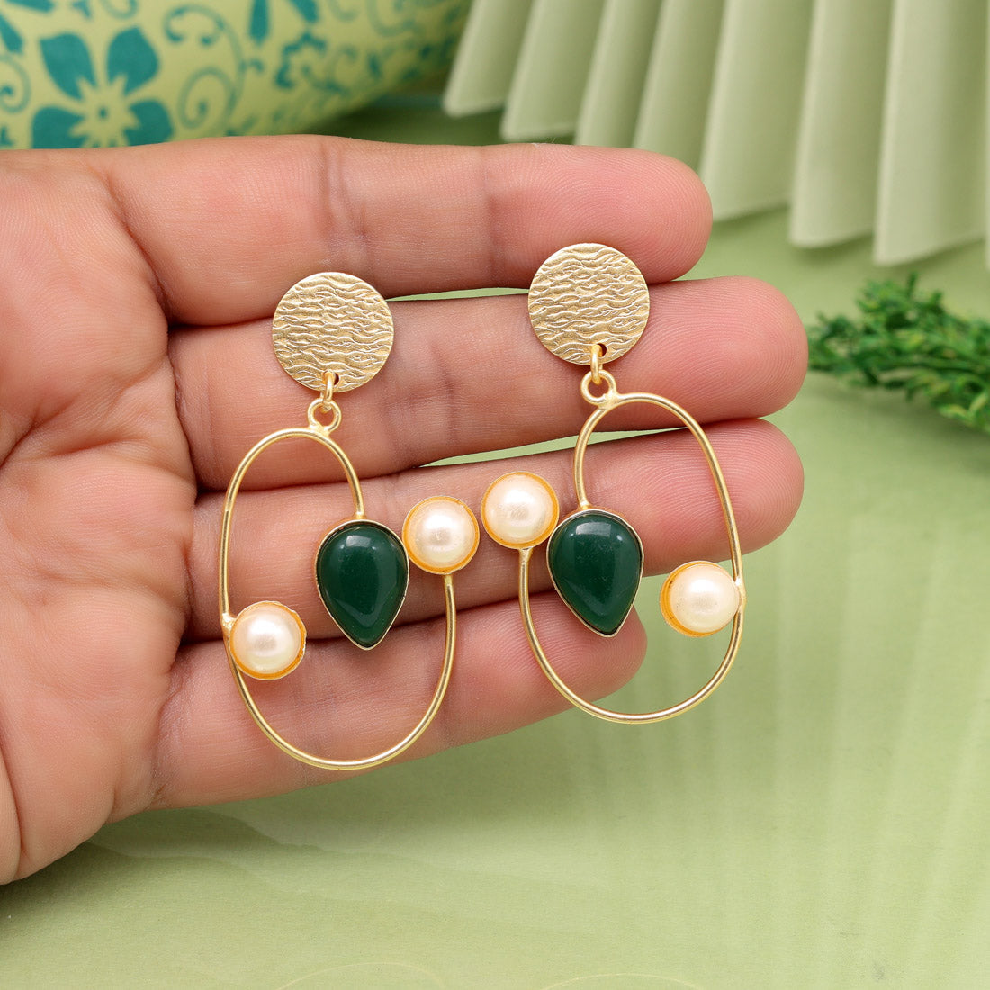 Green Color Amrapali Earrings