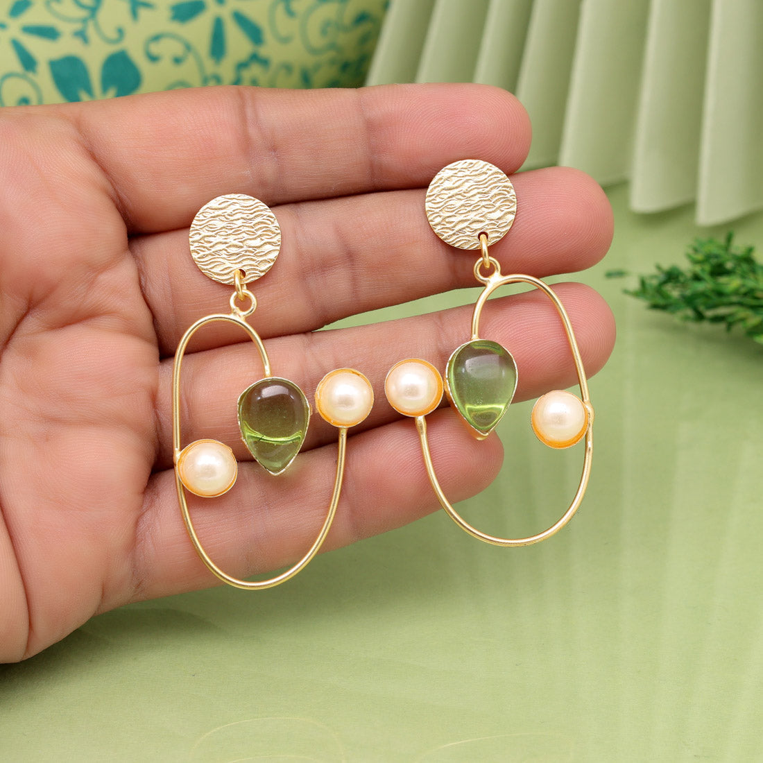Light Green Color Amrapali Earrings