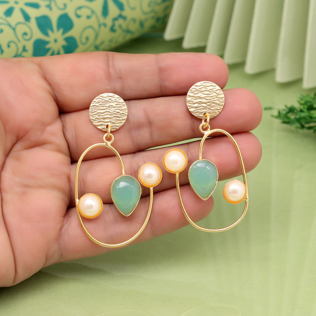 Pista Green Color Amrapali Earrings