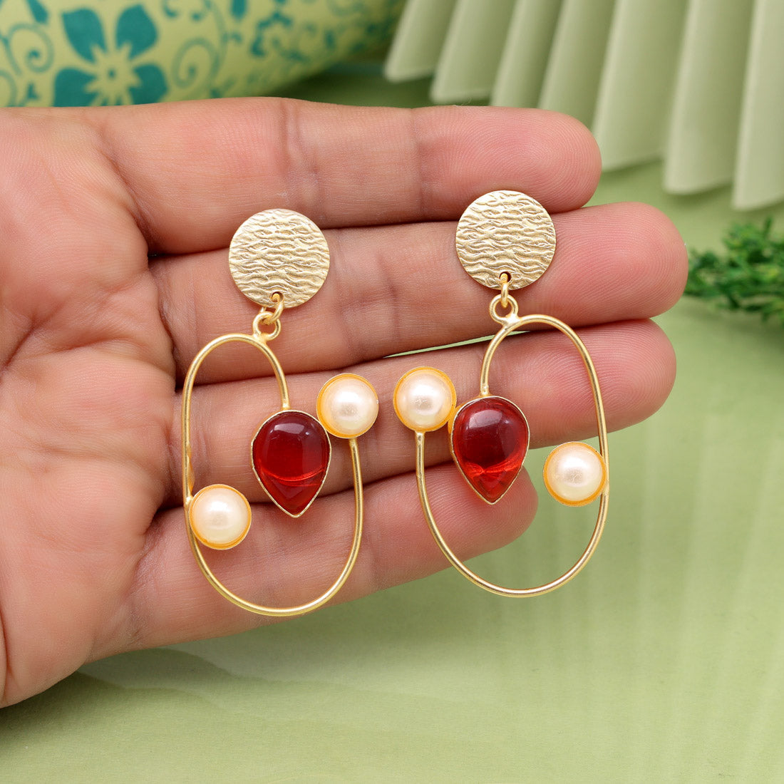 Red Color Amrapali Earrings