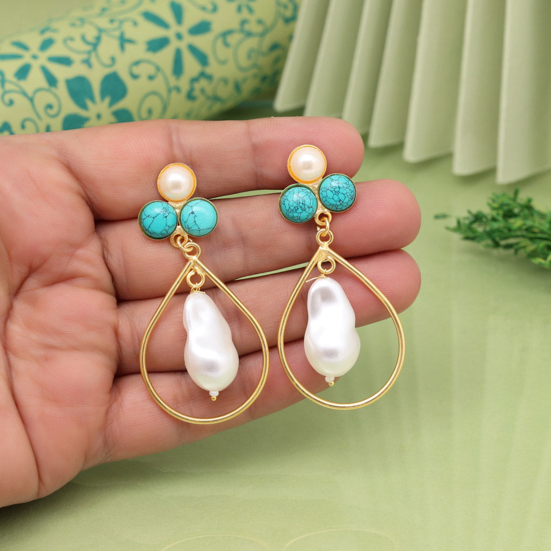Aqua Green Color Amrapali Earrings