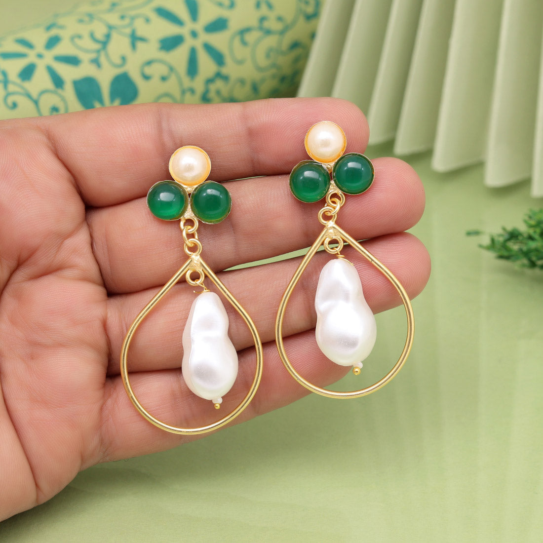 Green Color Amrapali Earrings