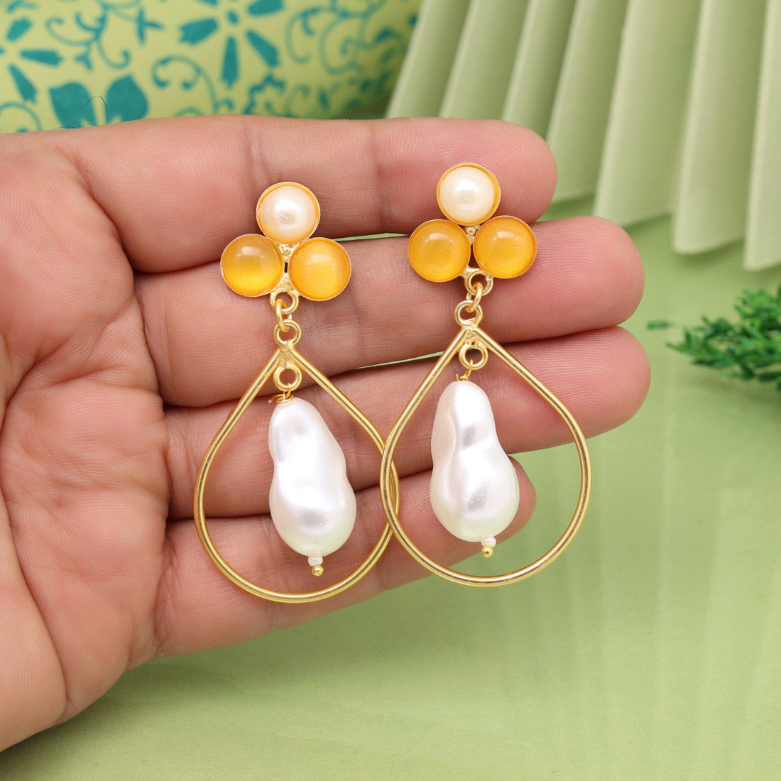 Peach Color Amrapali Earrings