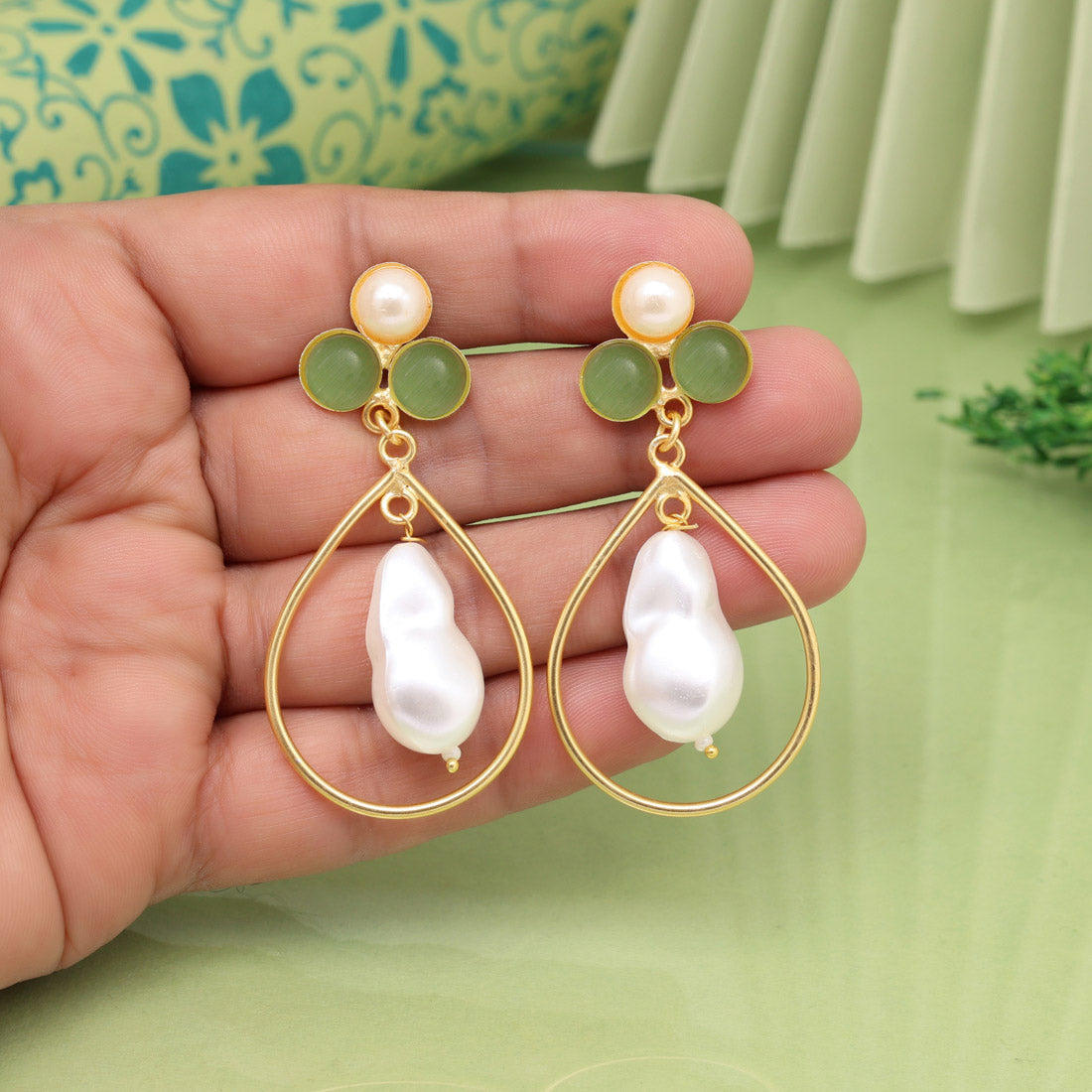 Pista Green Color Amrapali Earrings
