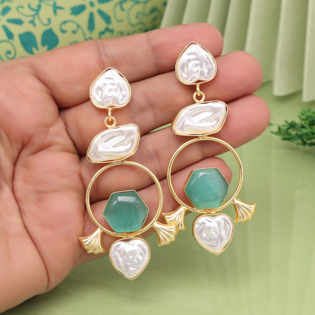 Pista Green Color Amrapali Earrings