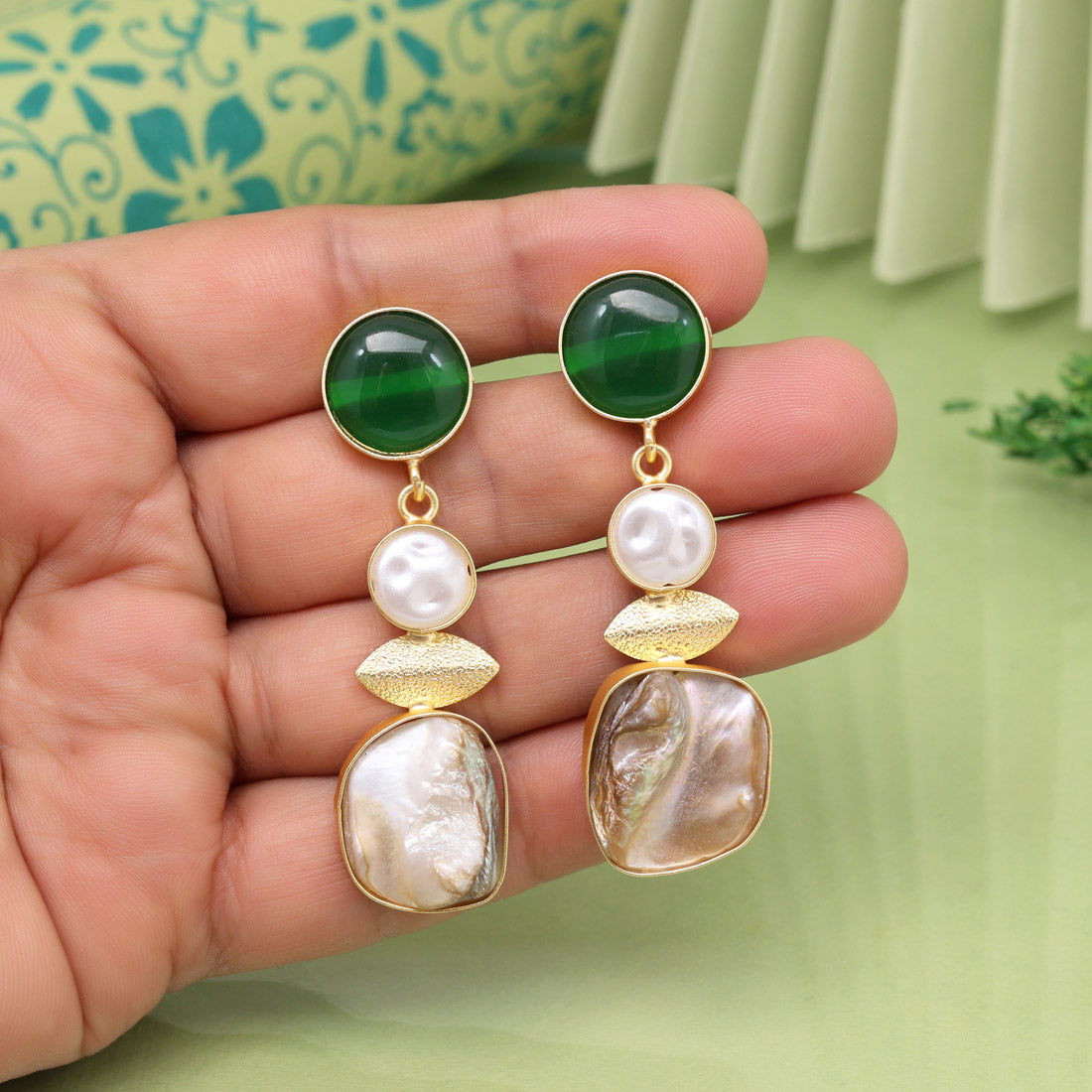 Green Color Amrapali Earrings