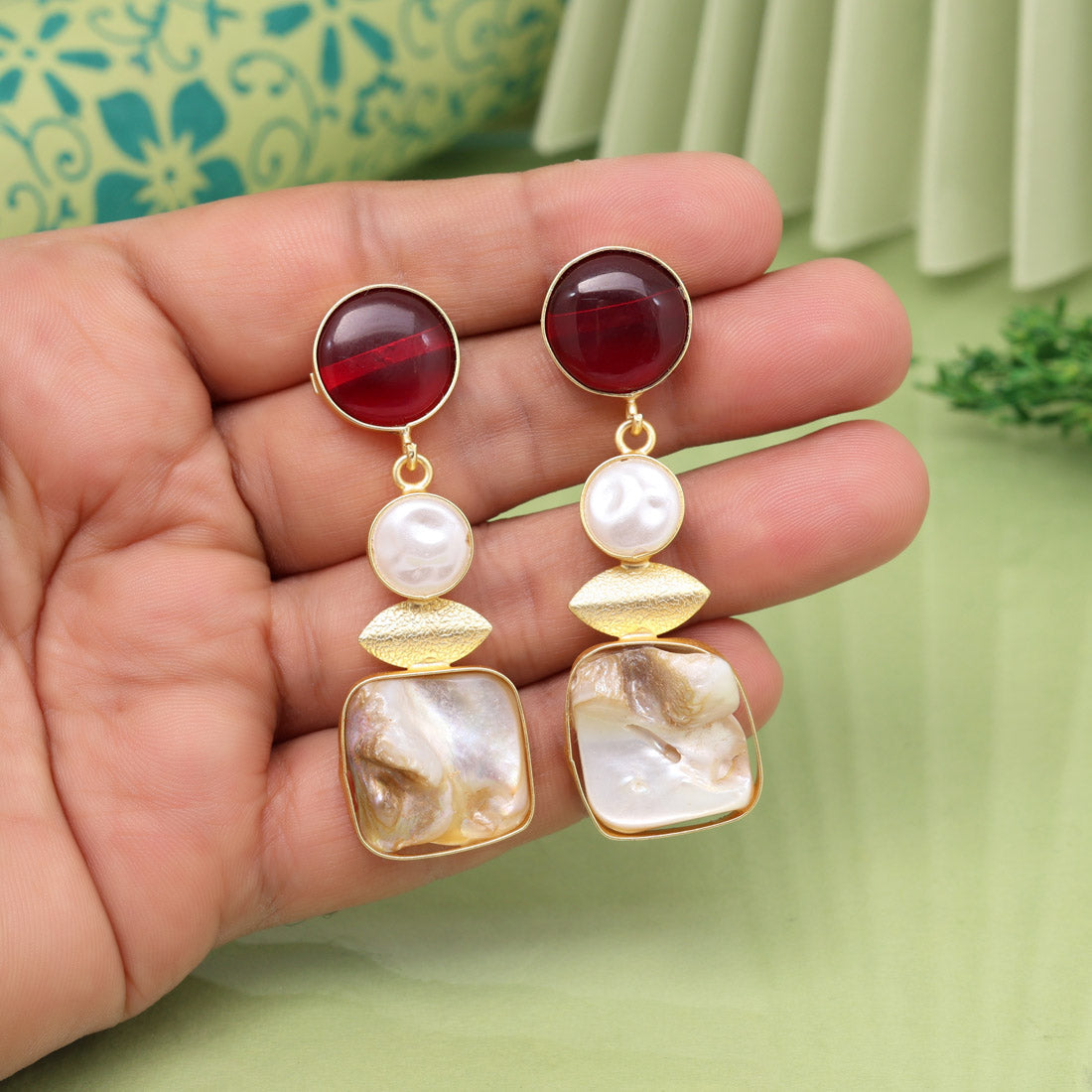 Maroon Color Amrapali Earrings