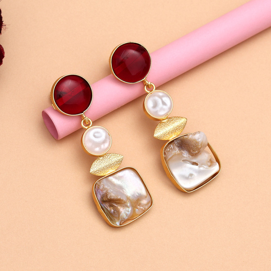 Maroon Color Amrapali Earrings