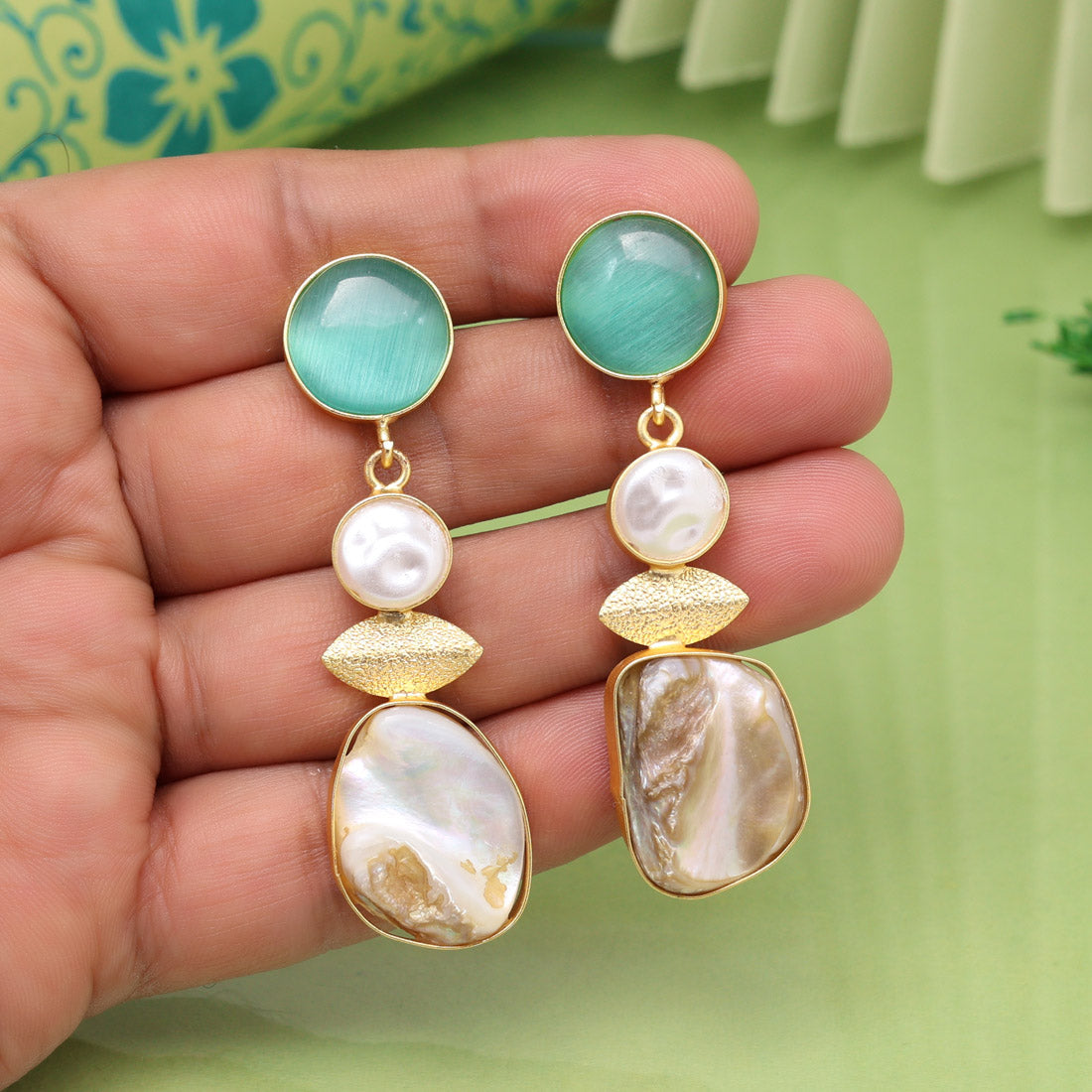 Pista Green Color Amrapali Earrings