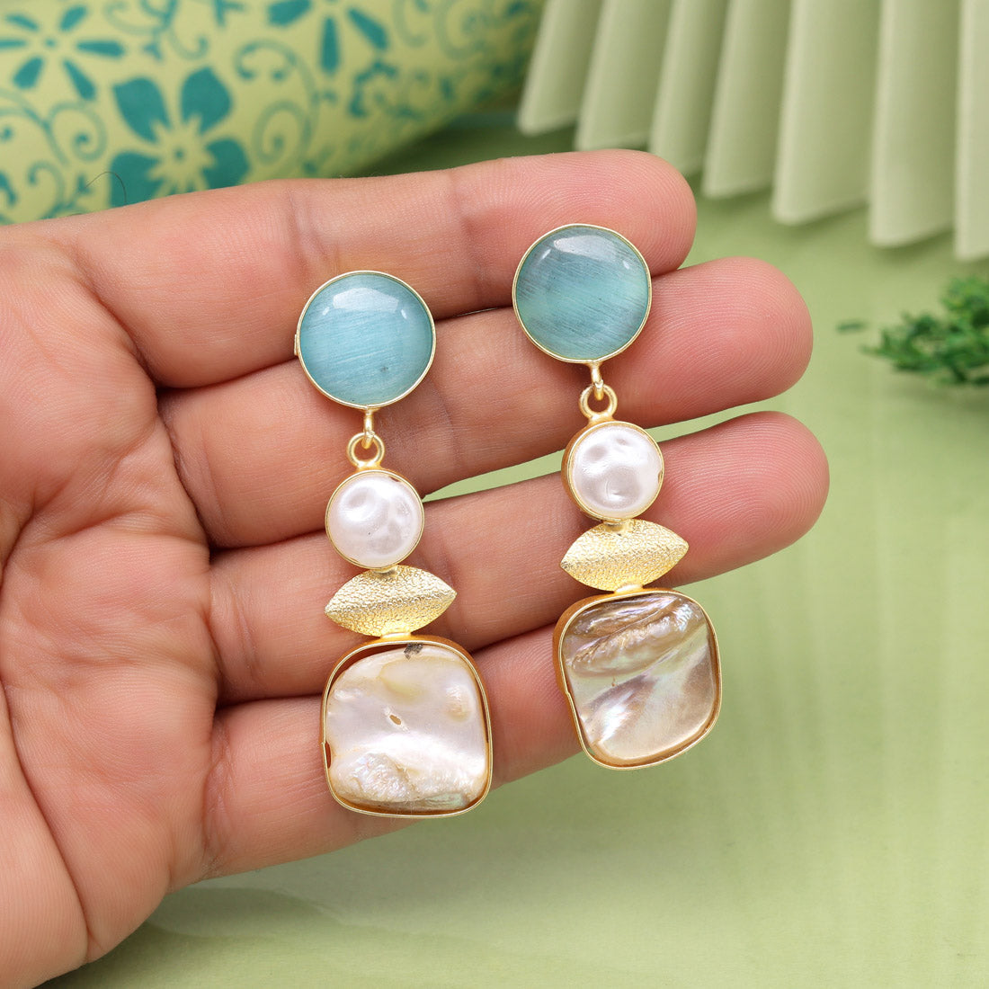 Sky Blue Color Amrapali Earrings