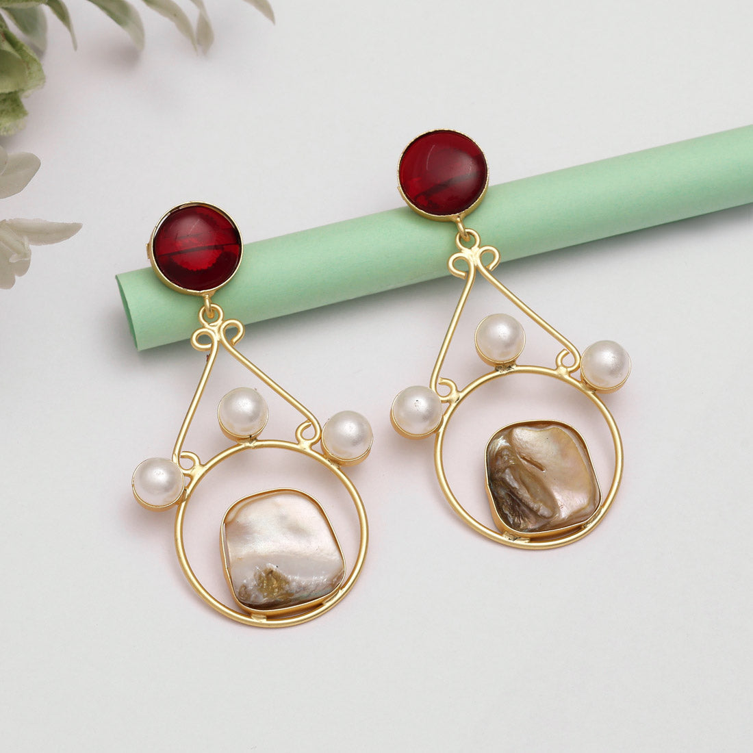 Maroon Color Amrapali Earrings