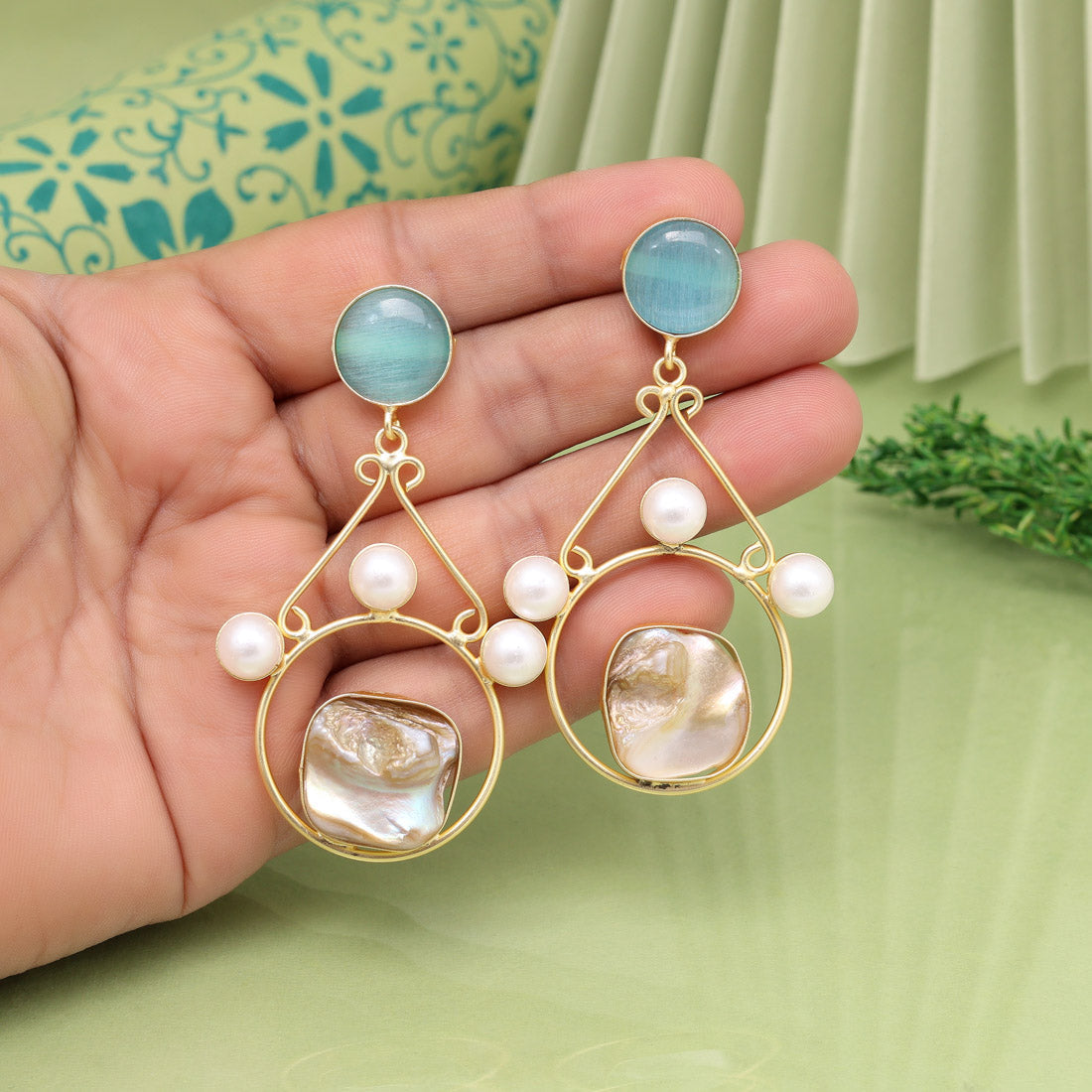 Sky Blue Color Amrapali Earrings