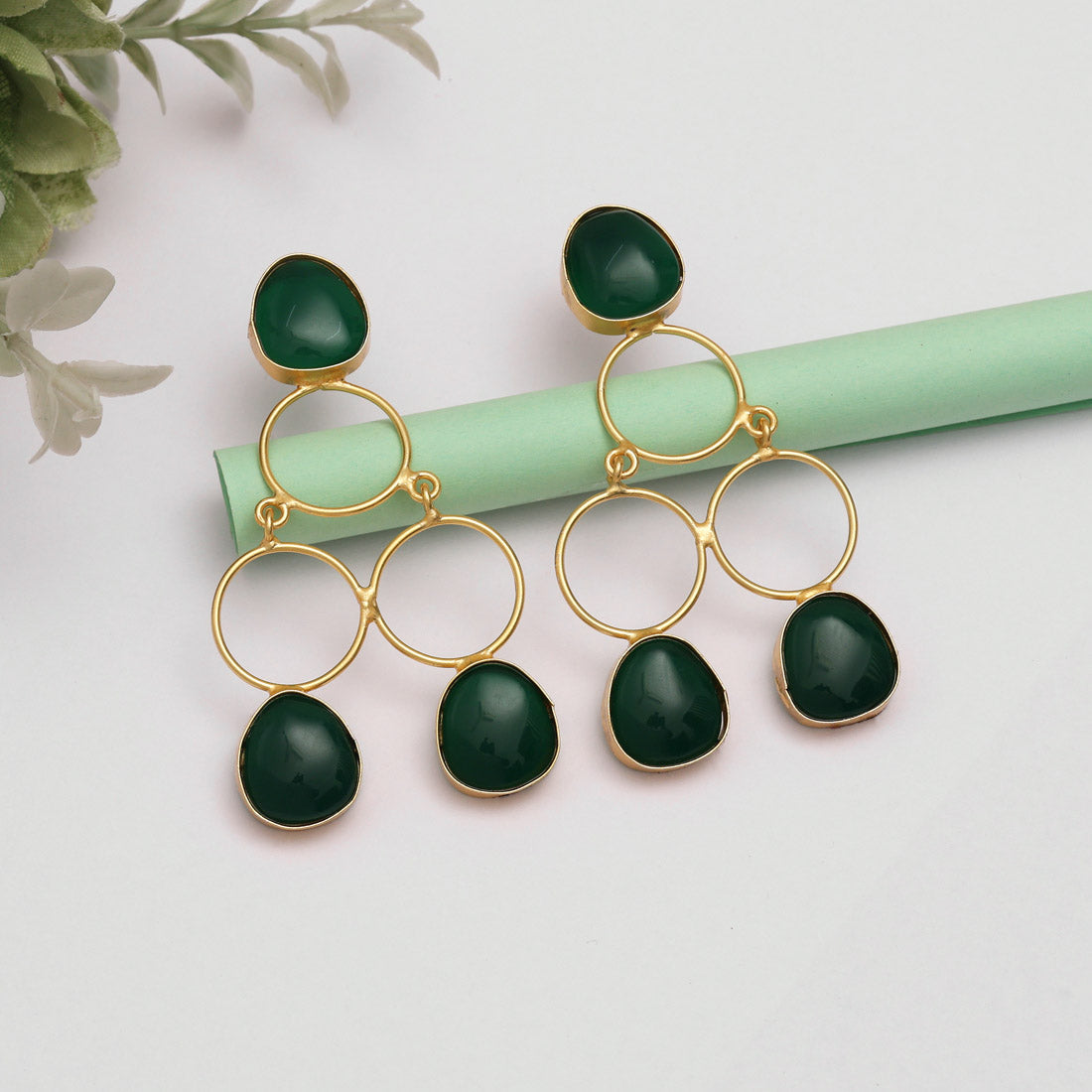 Green Color Amrapali Earrings