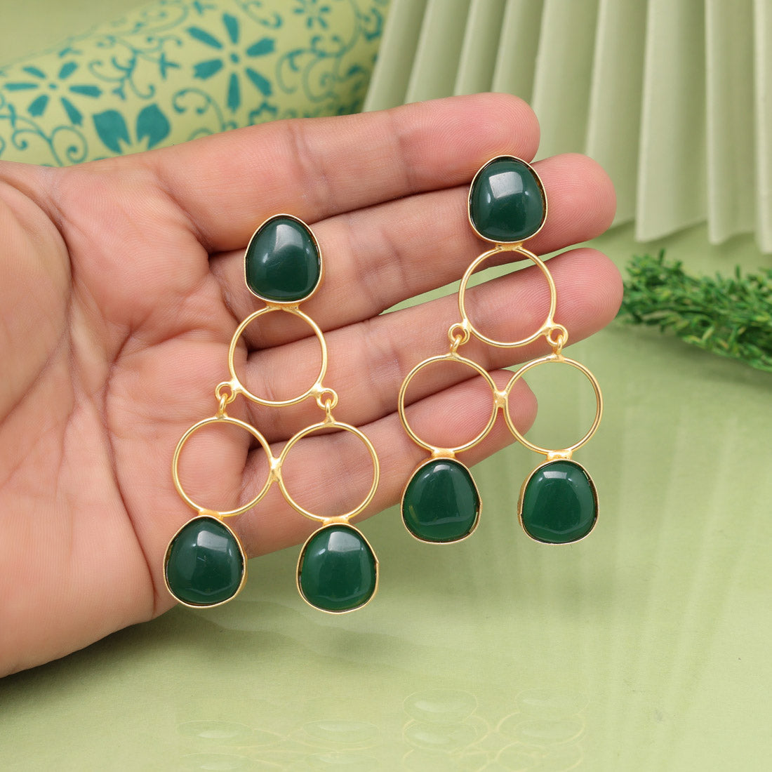Green Color Amrapali Earrings