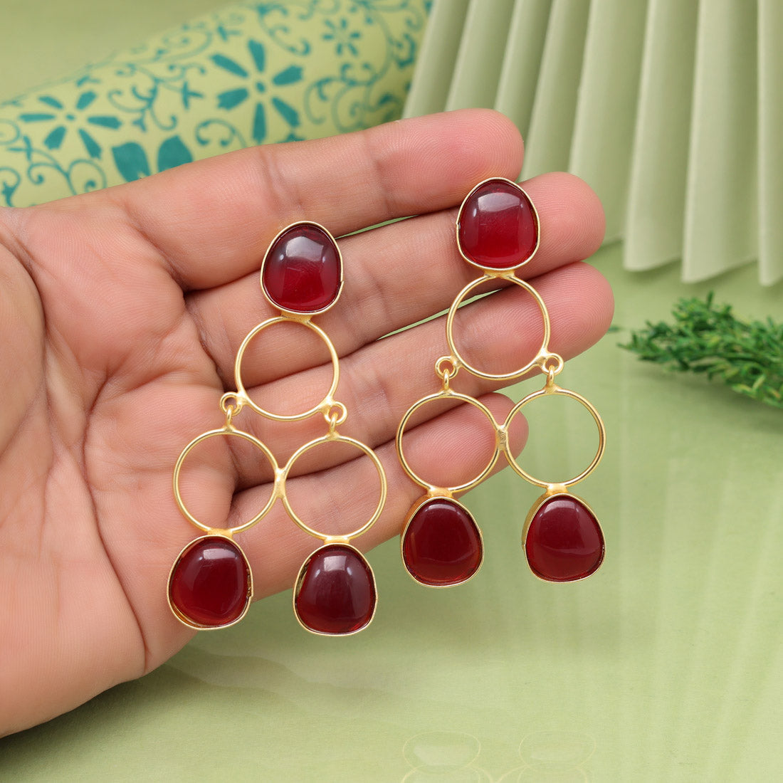 Maroon Color Amrapali Earrings