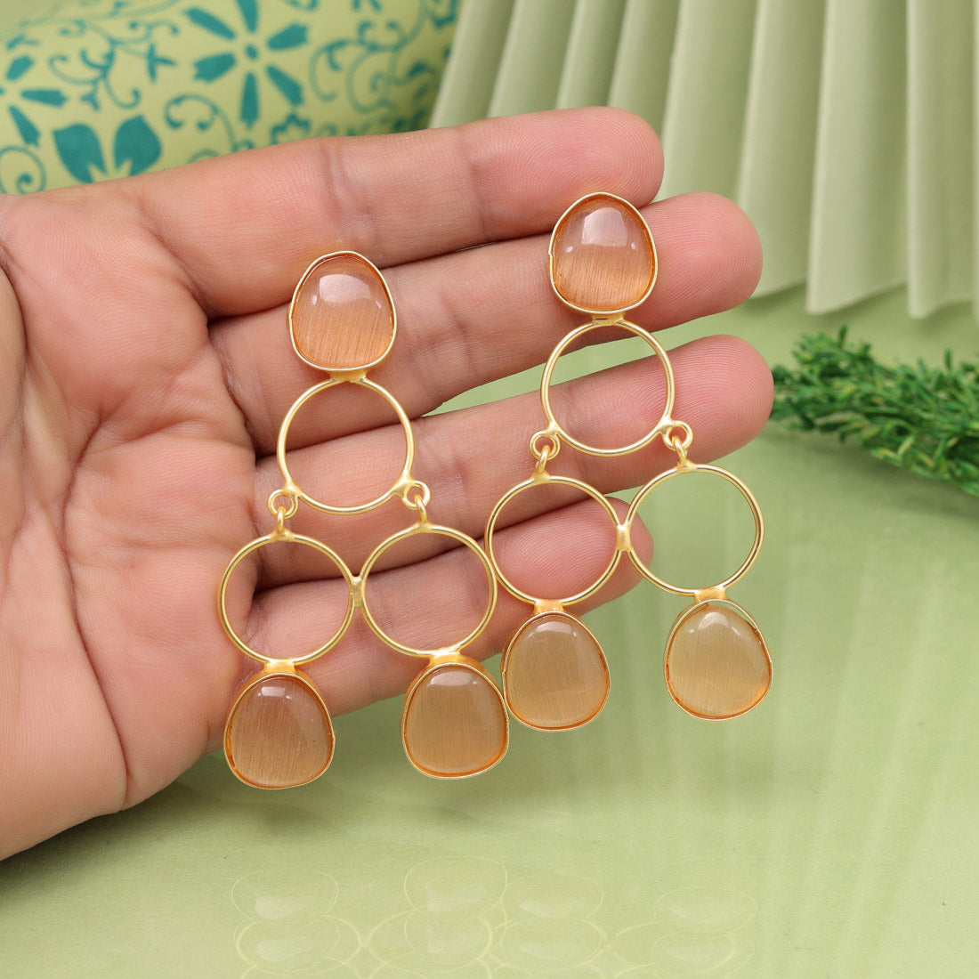 Peach Color Amrapali Earrings