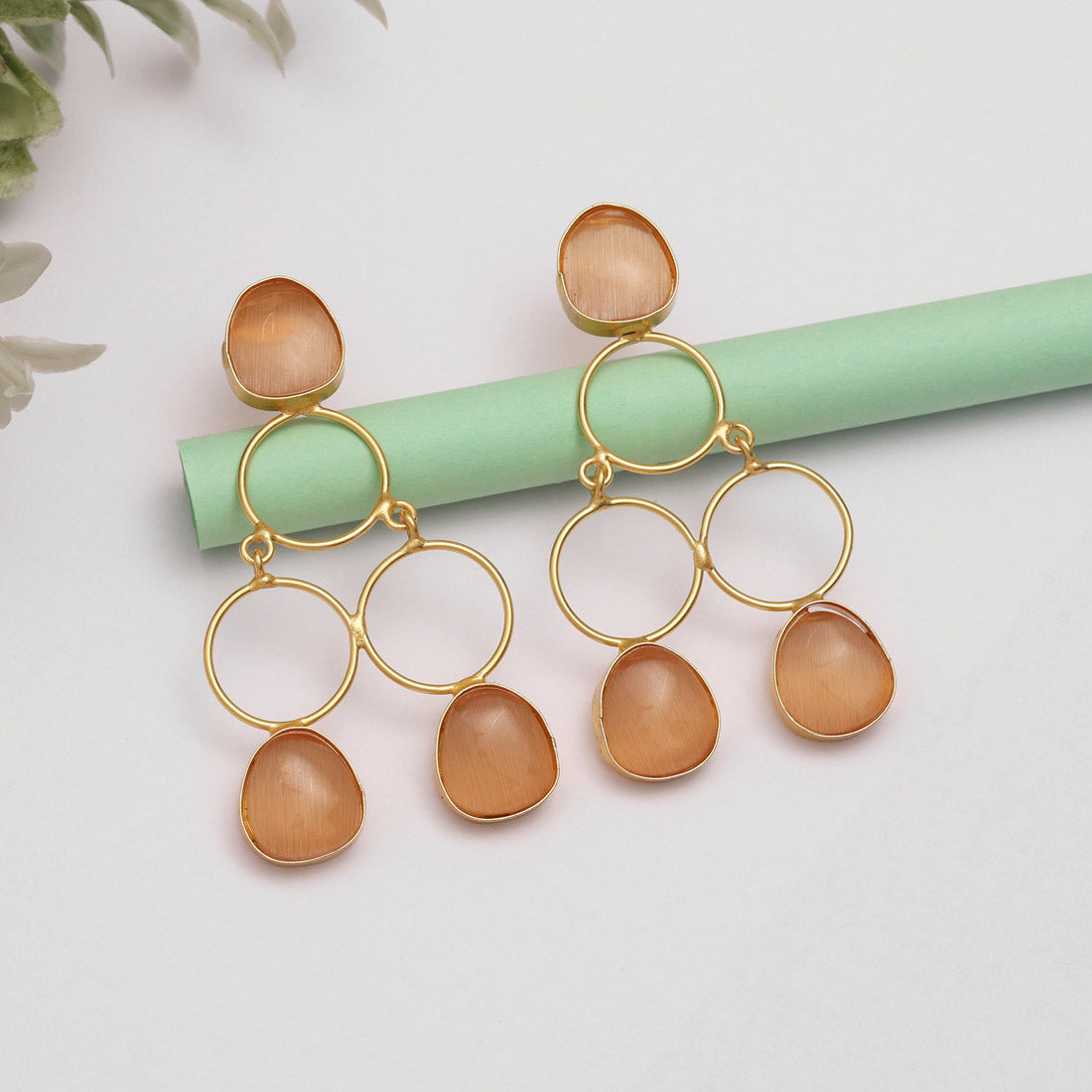 Peach Color Amrapali Earrings