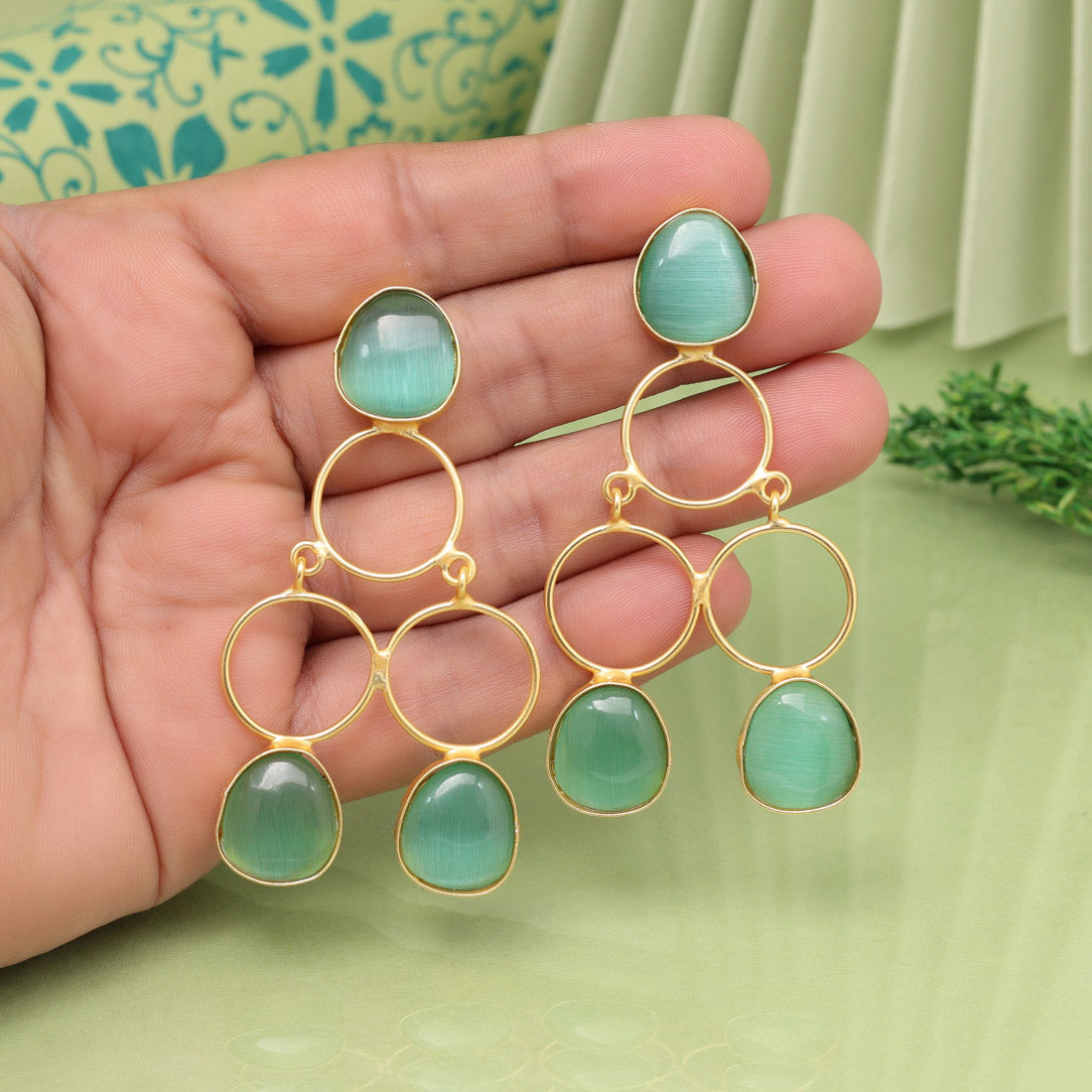 Pista Green Color Amrapali Earrings
