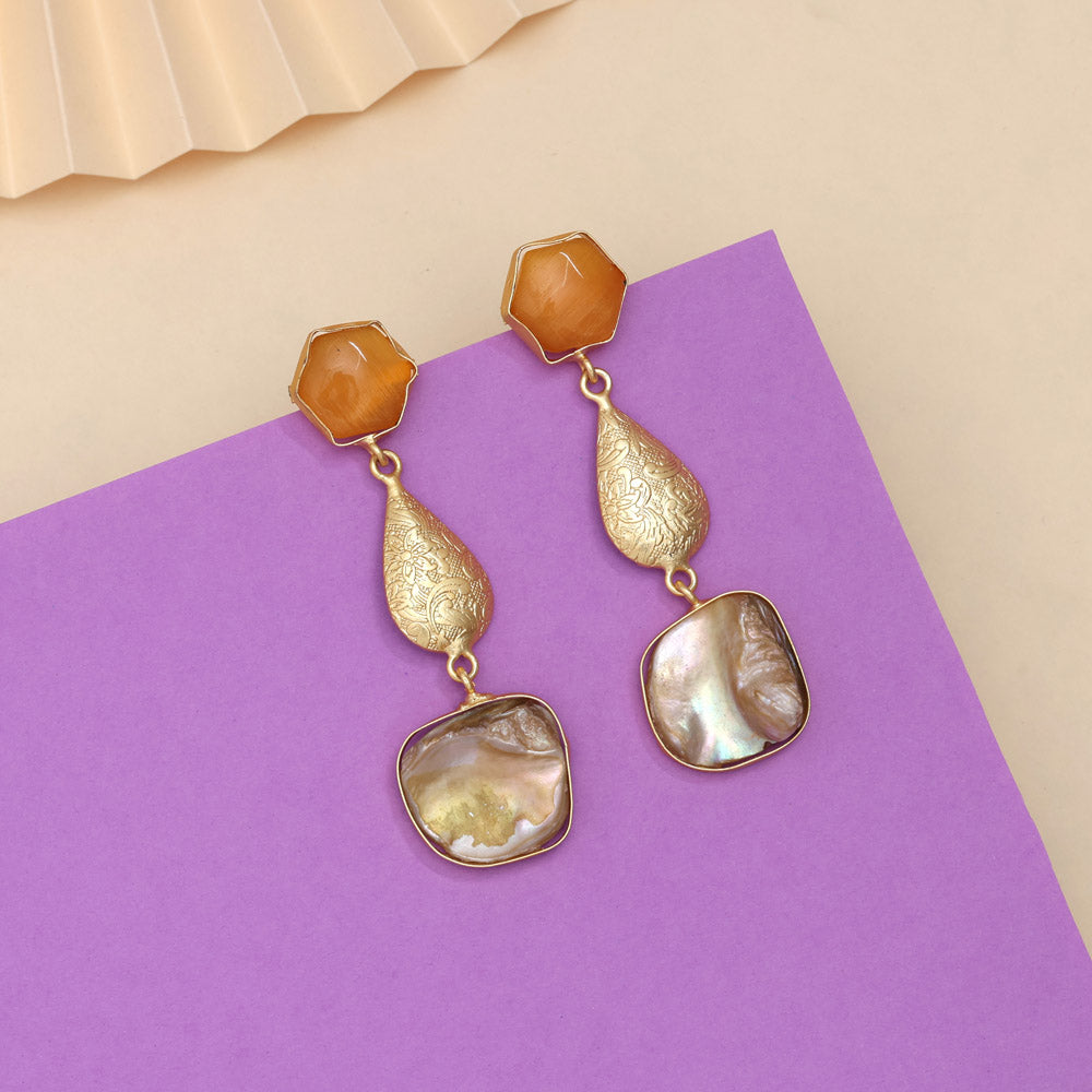 Creamy Mustard Yellow Color Amrapali Earrings