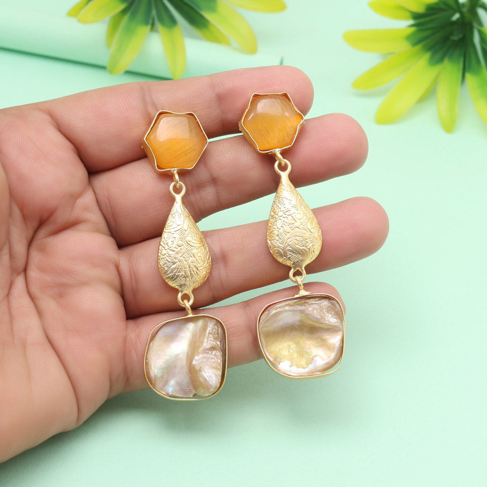 Creamy Mustard Yellow Color Amrapali Earrings