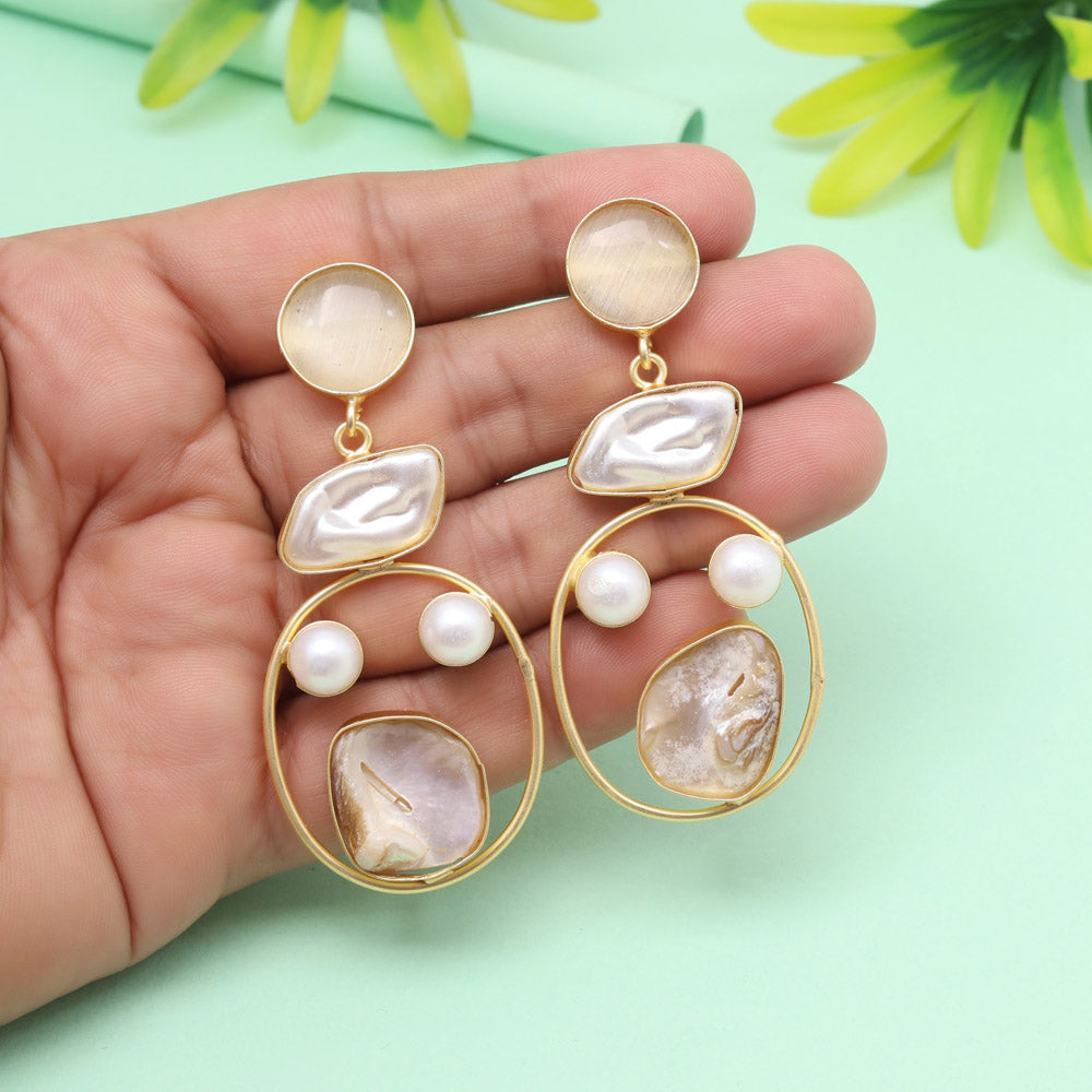Bright Pearl White Color Amrapali Earrings