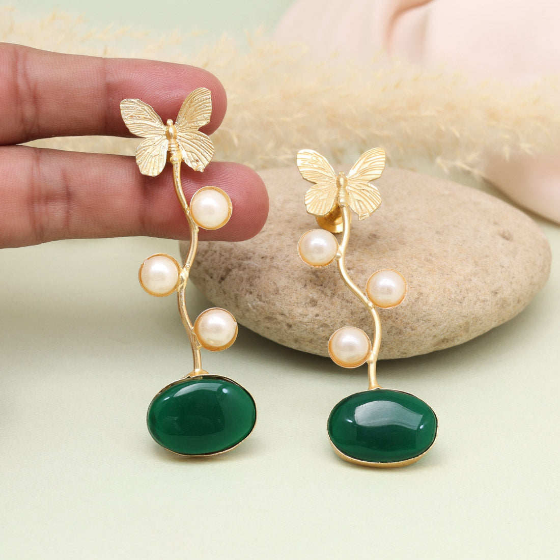 Leafy Green Color Amrapali Earrings