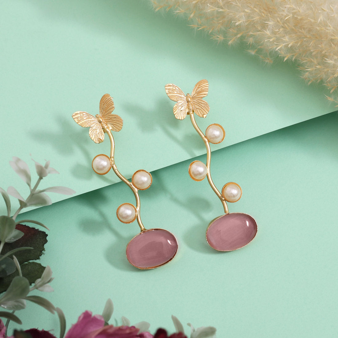 Lovely Pink Color Amrapali Earrings