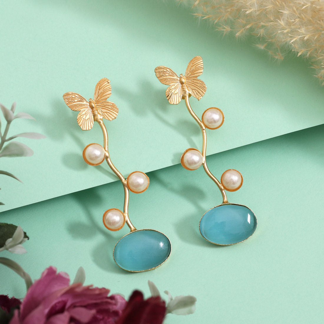 Refreshing Sky Blue Color Amrapali Earrings
