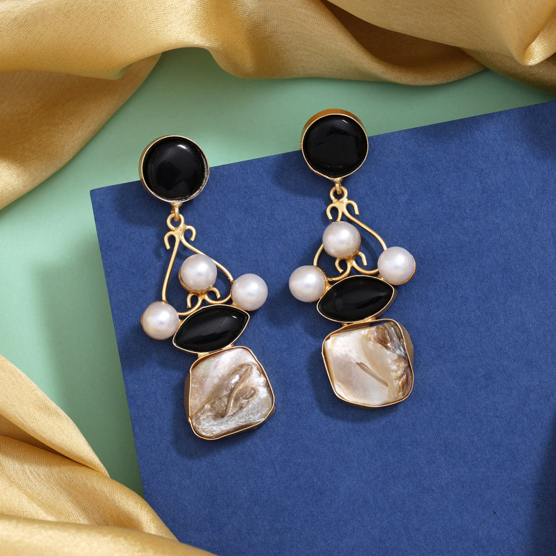 Dark Black Color Amrapali Earrings