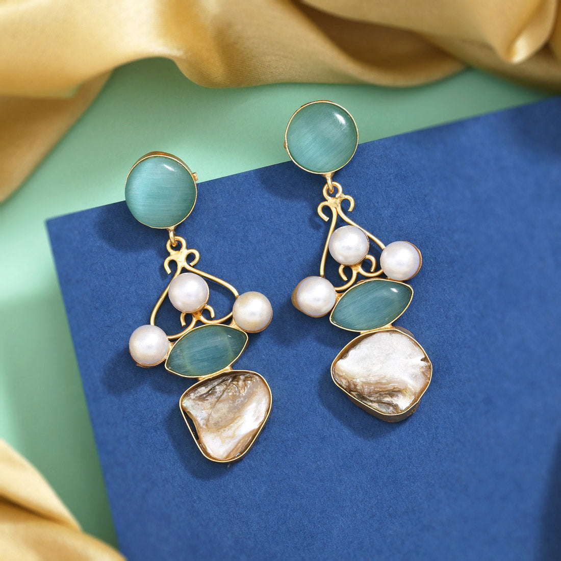 Tranquil Firozi Color Amrapali Earrings