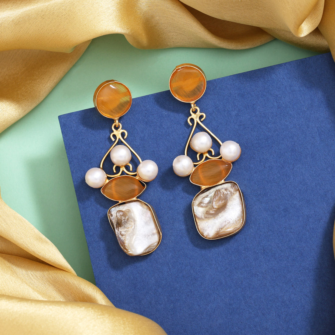 Radiant Mustard Yellow Color Amrapali Earrings