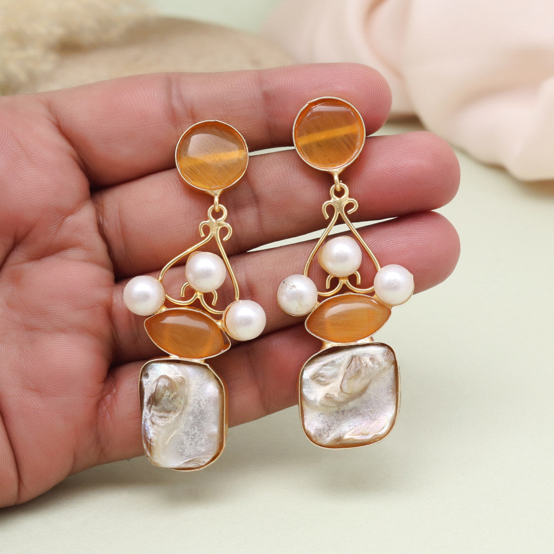 Radiant Mustard Yellow Color Amrapali Earrings
