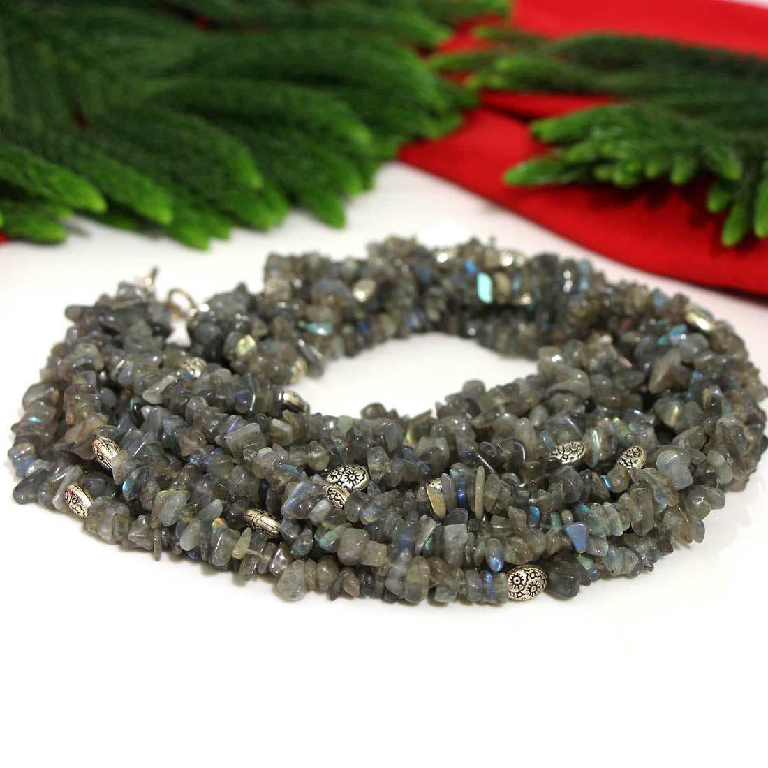 Grey Color Onyx Stone Necklace Set (AMPN131GRY)