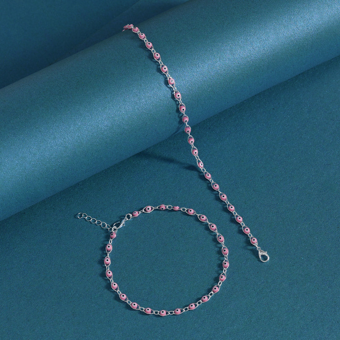 Pink Color Meena Work Anklets