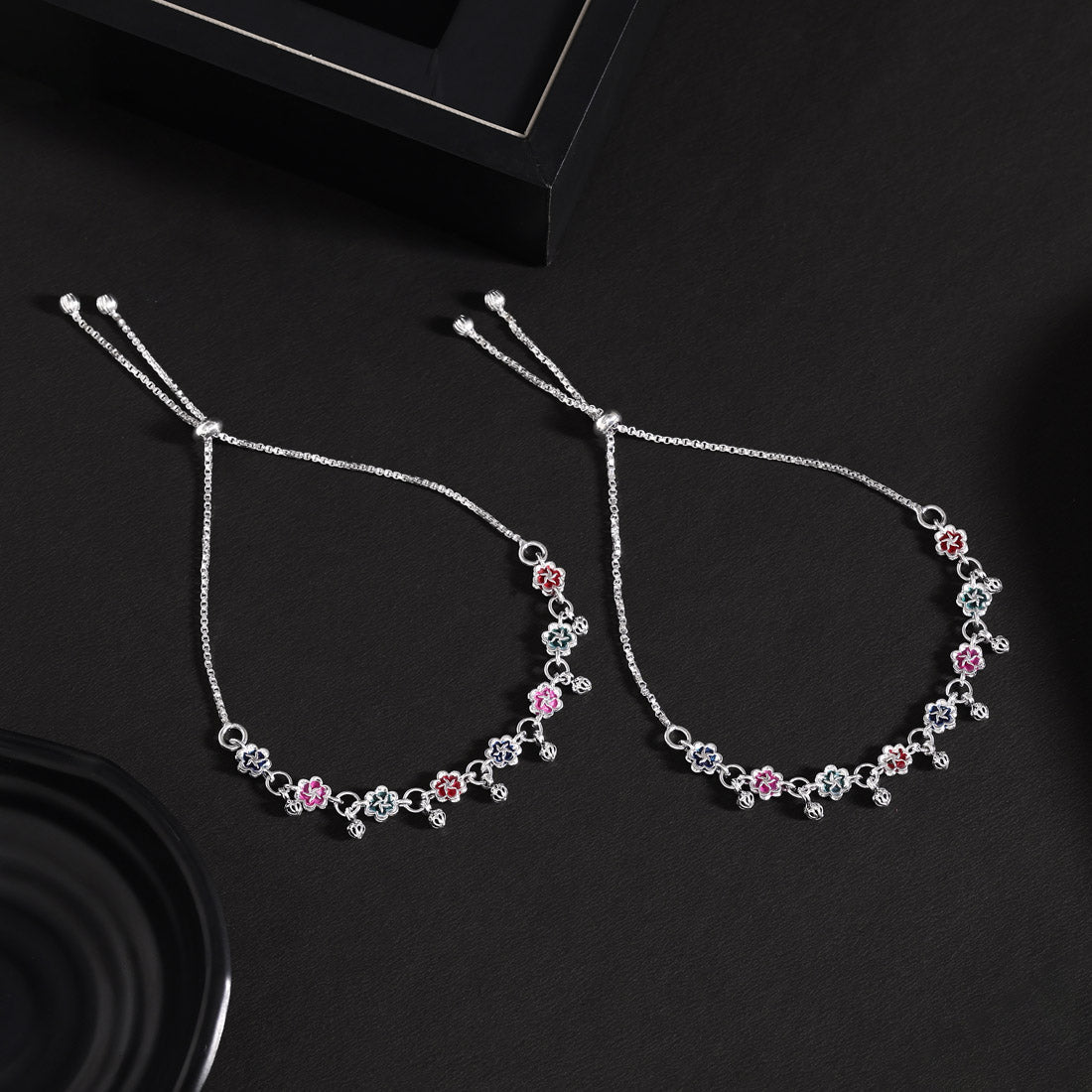 Multi Color Meena Work Anklets