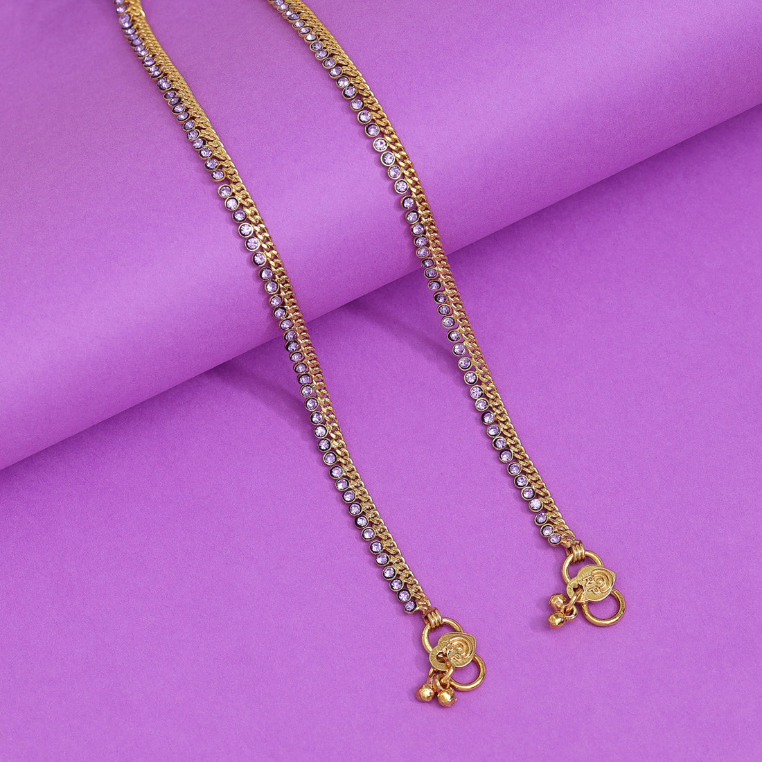 Purple Color Rhinestone Anklets (ANK990PRP)