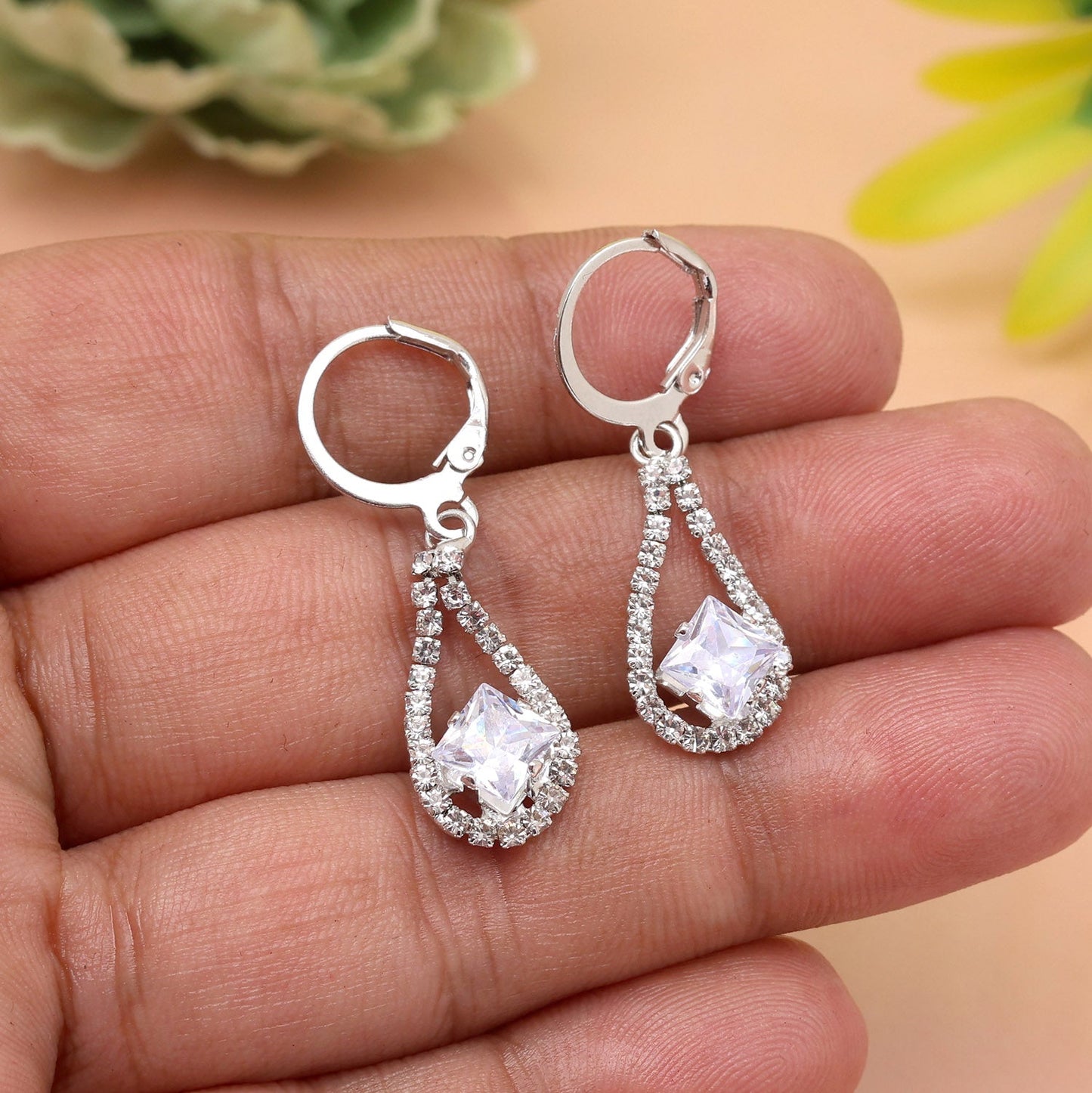 Vintage Glamour In Silver Color Antique Stone Earrings For Evening Looks