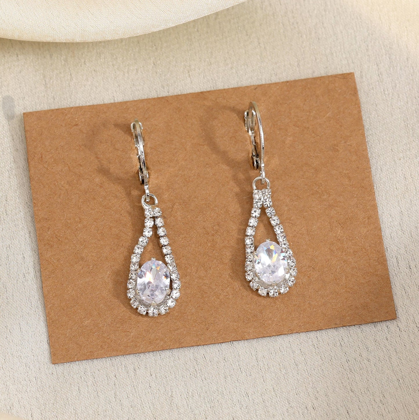 Silver Color Antique Stone Earrings With Carved Accents And Vintage Sparkle