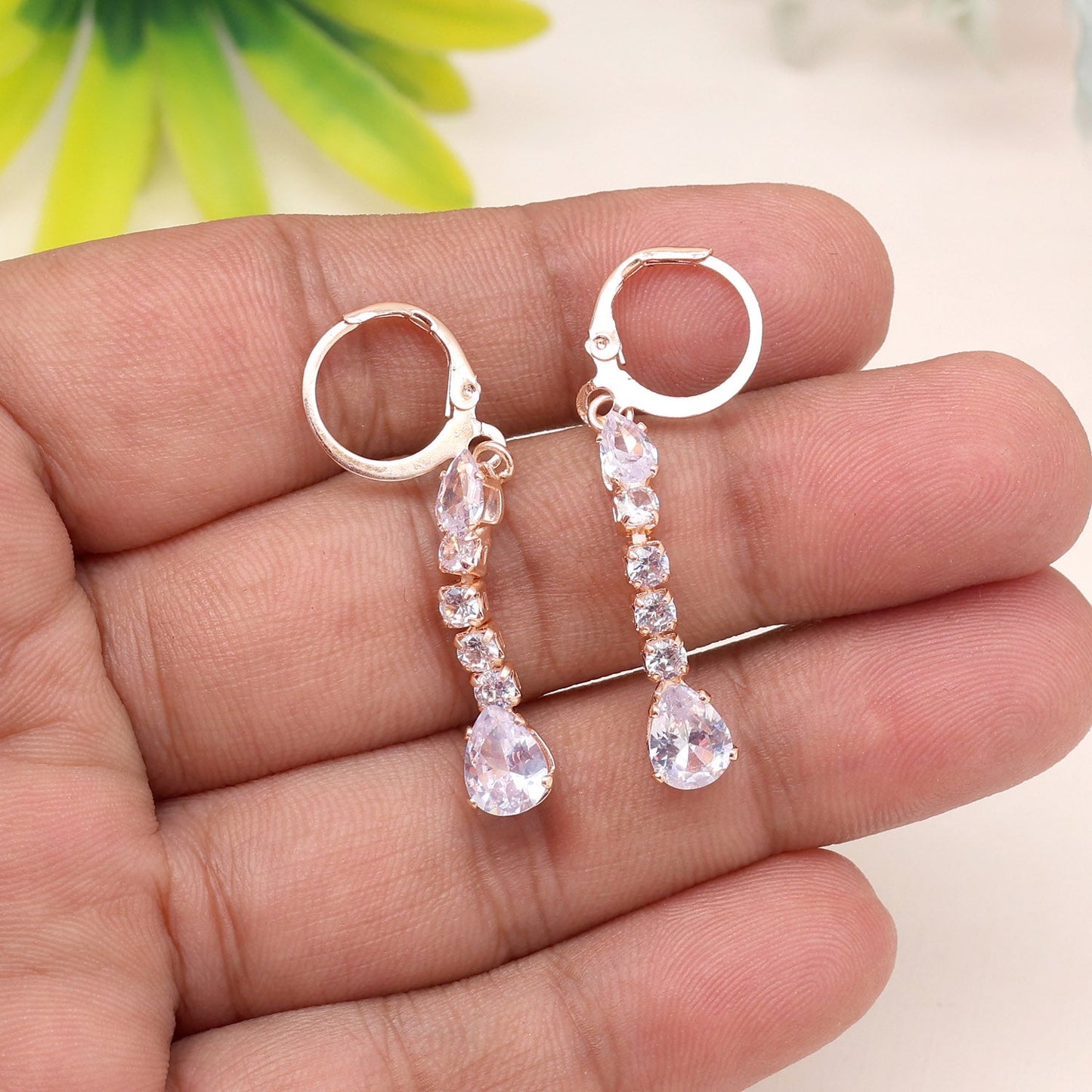 Elegant And Timeless White Color Antique Stone Earrings For Bridesmaids
