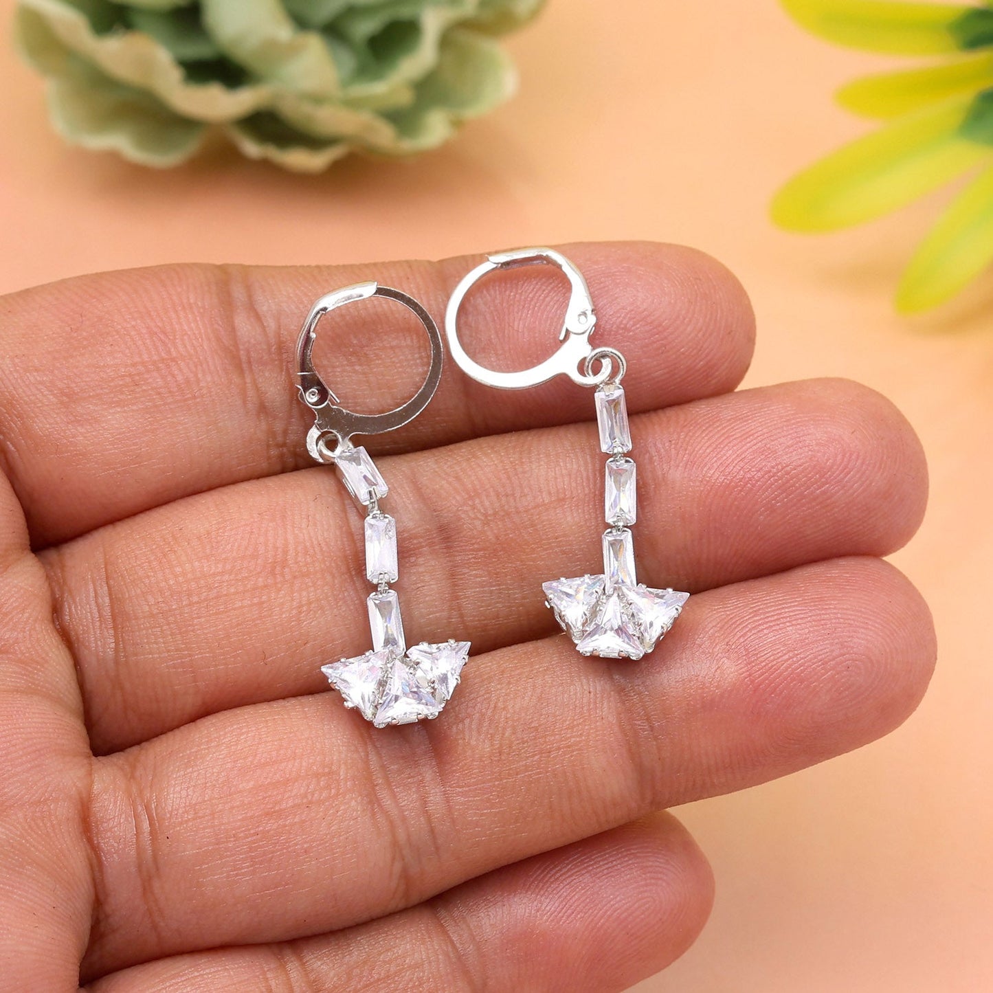Charming Silver Color Antique Stone Earrings With Sparkle And Subtle Design