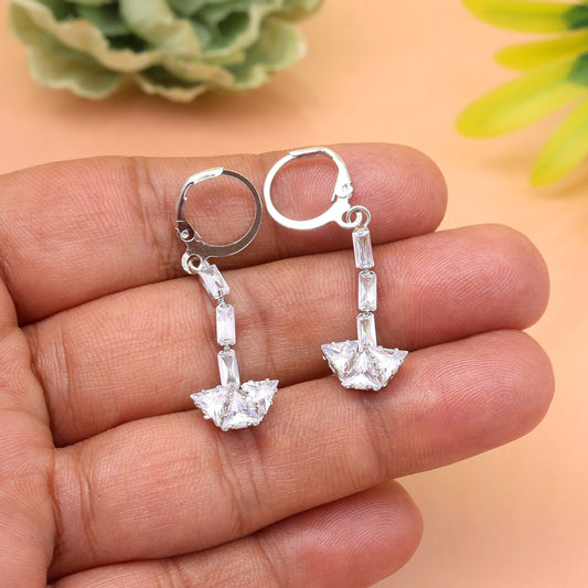 Charming Silver Color Antique Stone Earrings With Sparkle And Subtle Design
