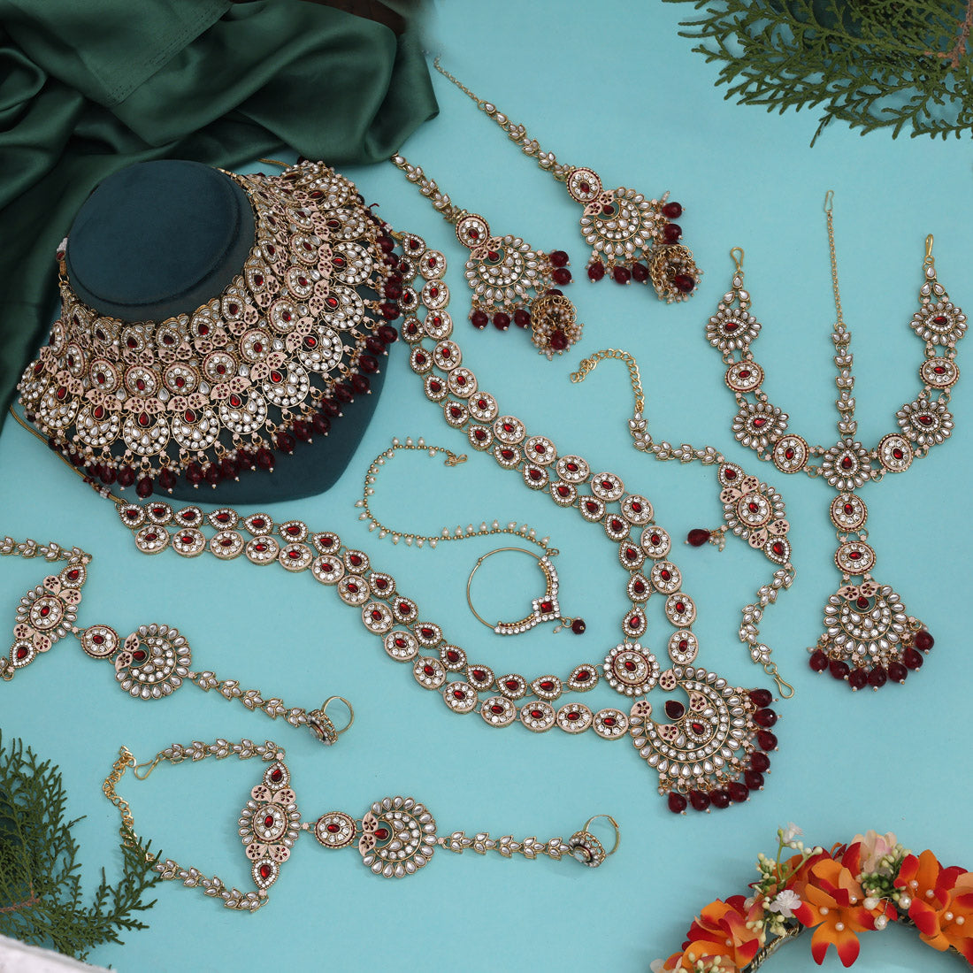 Maroon Color Kundan Dulhan Set (BDL249MRN)