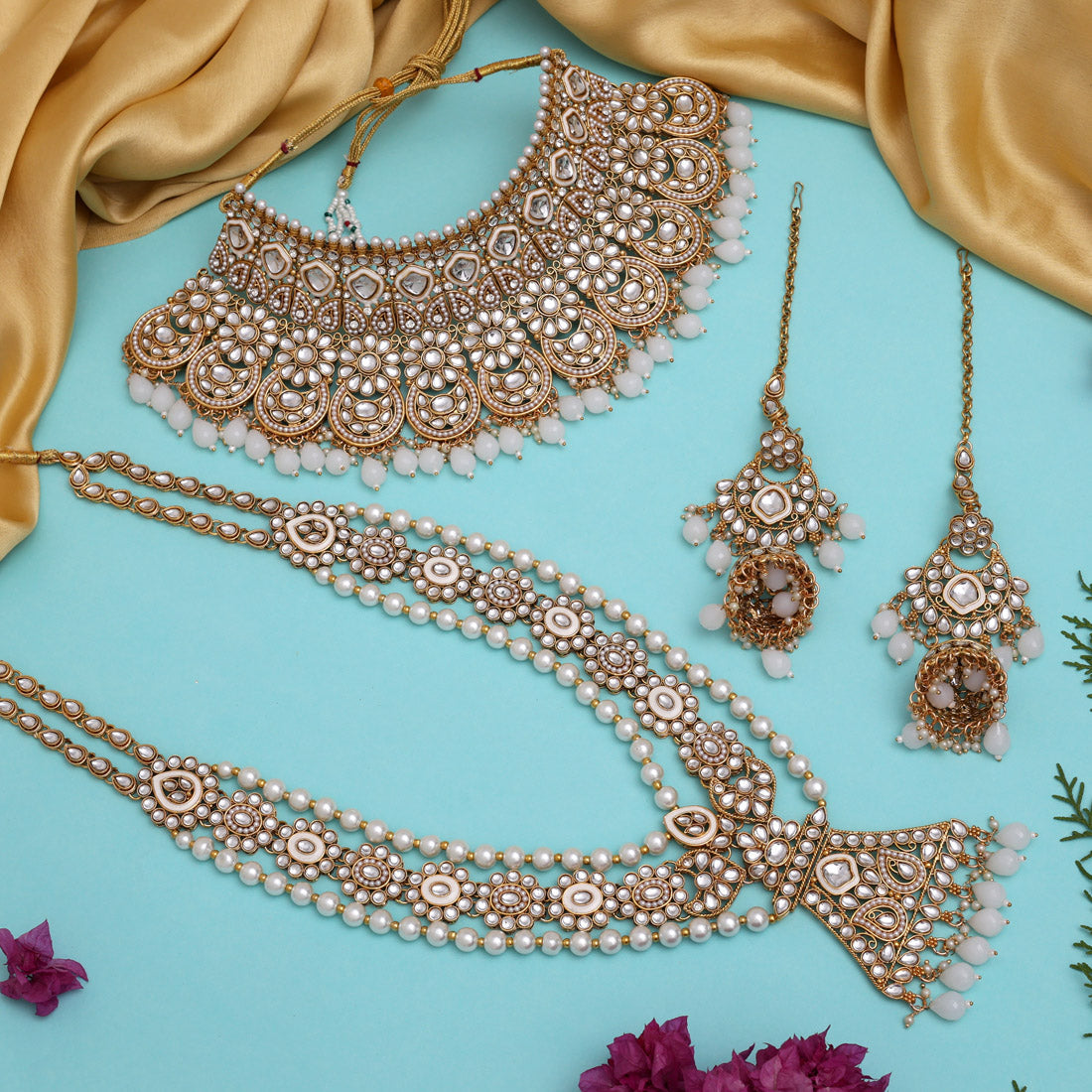 White Color Kundan Dulhan Set (BDL250WHT)