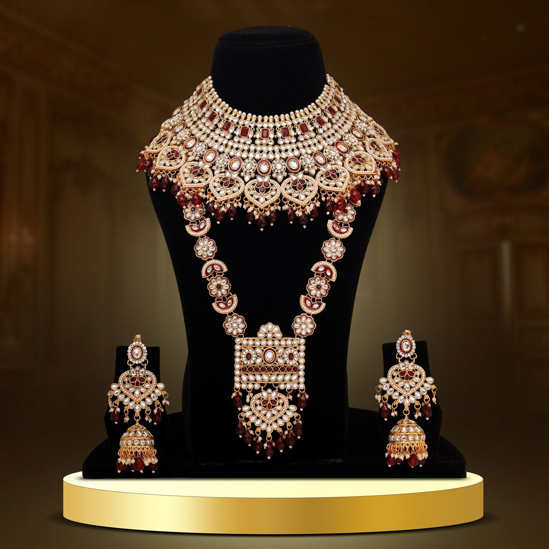 Maroon Color Kundan Dulhan Set (BDL251MRN)