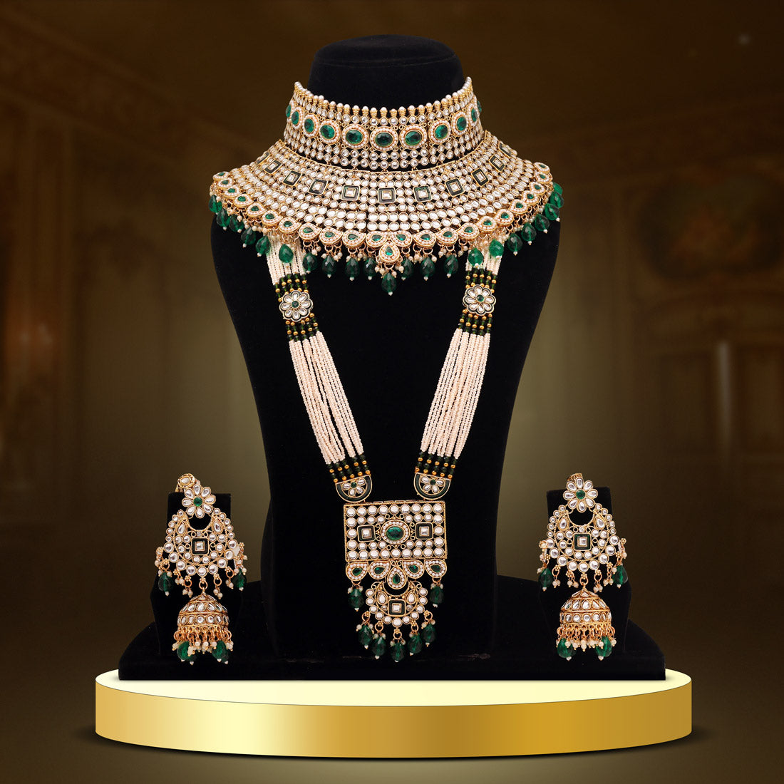 Green Color Kundan Dulhan Set (BDL252GRN)