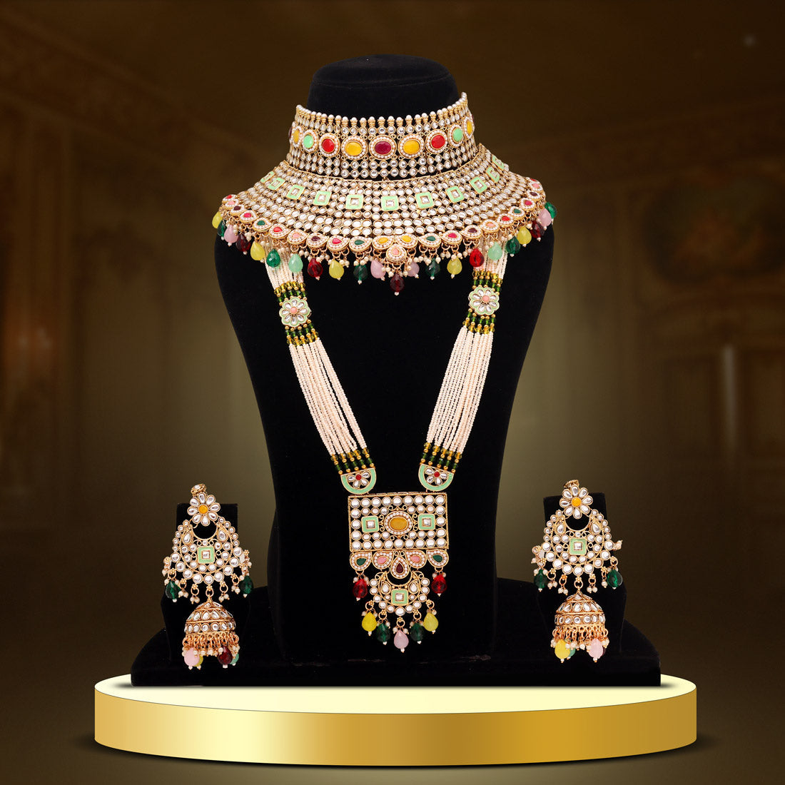 Multi Color Kundan Dulhan Set (BDL252MLT)
