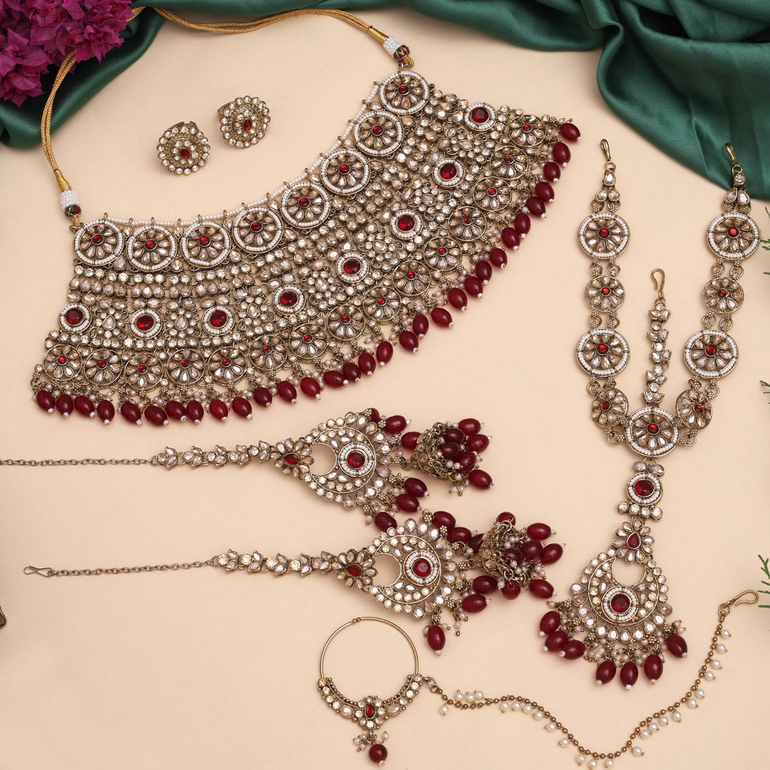 Maroon Color Kundan Dulhan Set (BDL253MRN)