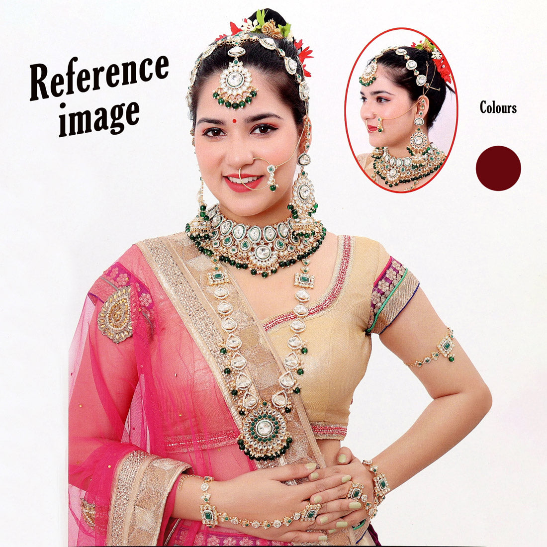 Maroon Color Meena Work Kundan Dulhan Set (BDL267MRN)