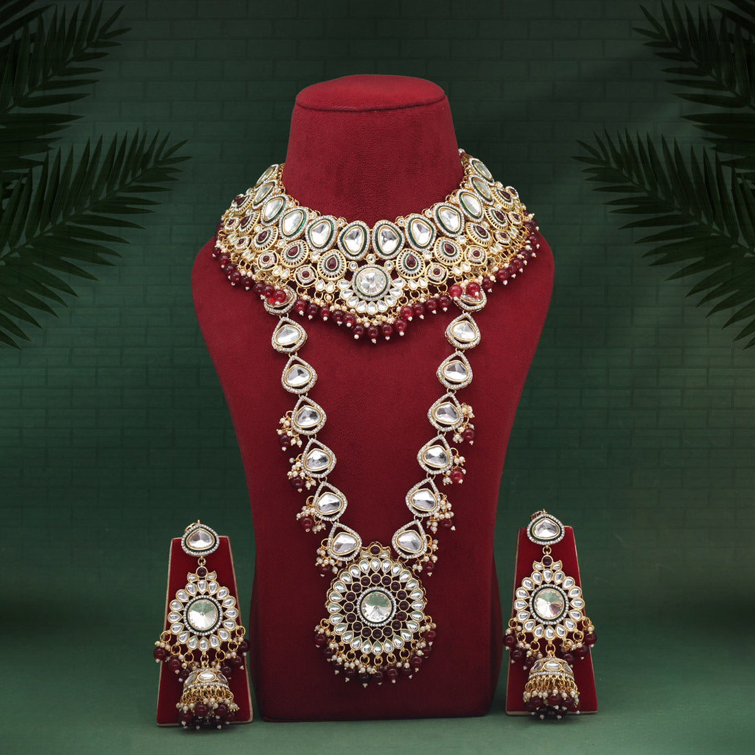 Maroon Color Meena Work Kundan Dulhan Set (BDL267MRN)