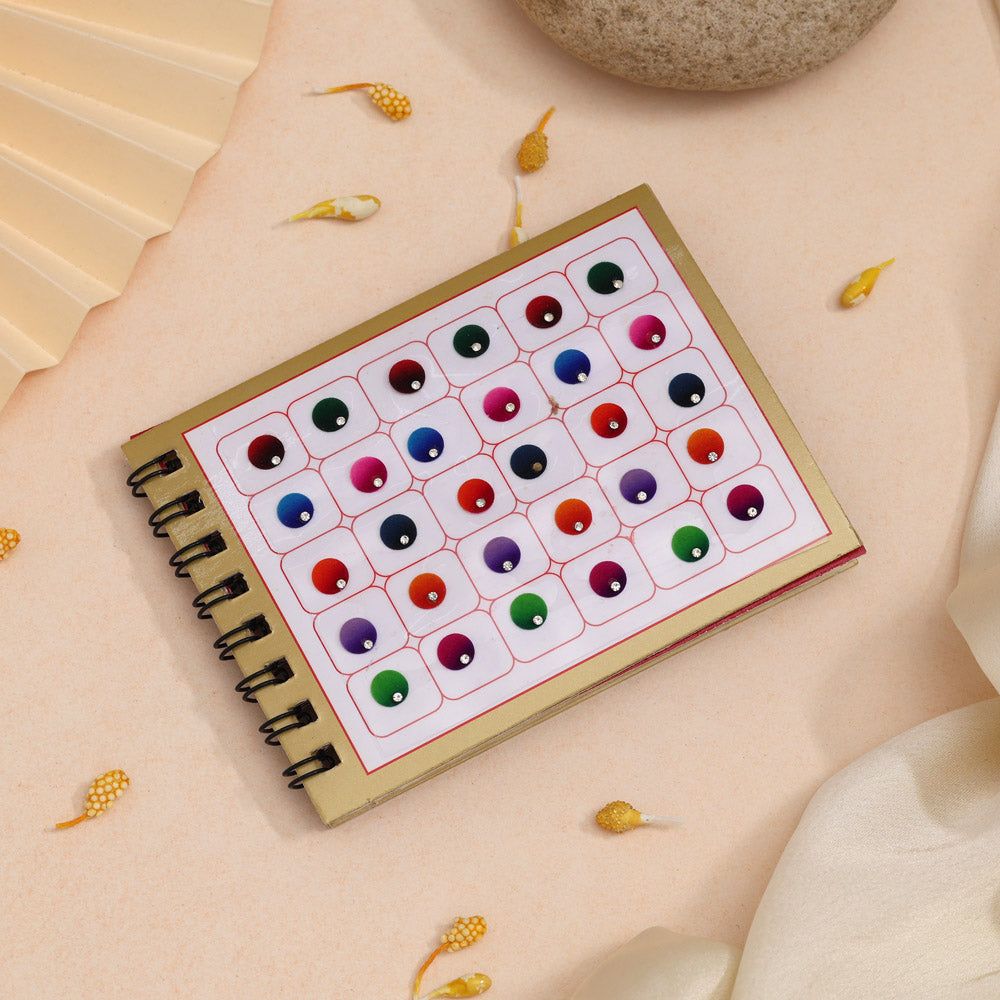 Assorted Color Velvet Stone 12 Bindi Booklet For Women & Girls- Total Bindi Count- 1440